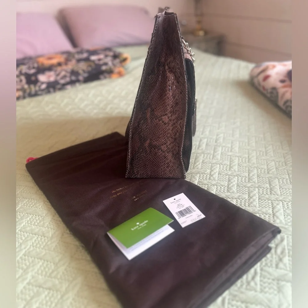 Kate Spade PXRU 3706 denee leather bag. Snakeskin effect leather Kate Spade tote